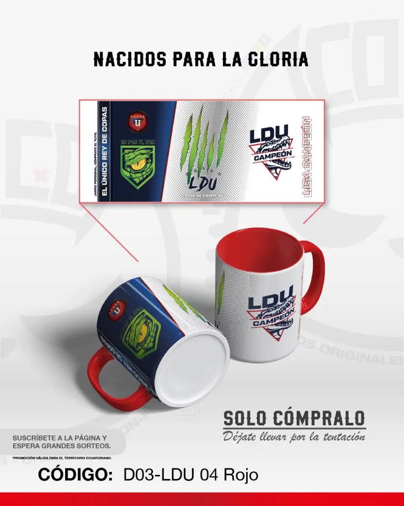 Tazas de Liga de Quito personalizadas